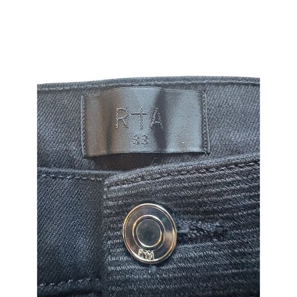 RtA Raw Hem Ankle Jeans in Black Japanese Denim - Picture 6 of 7